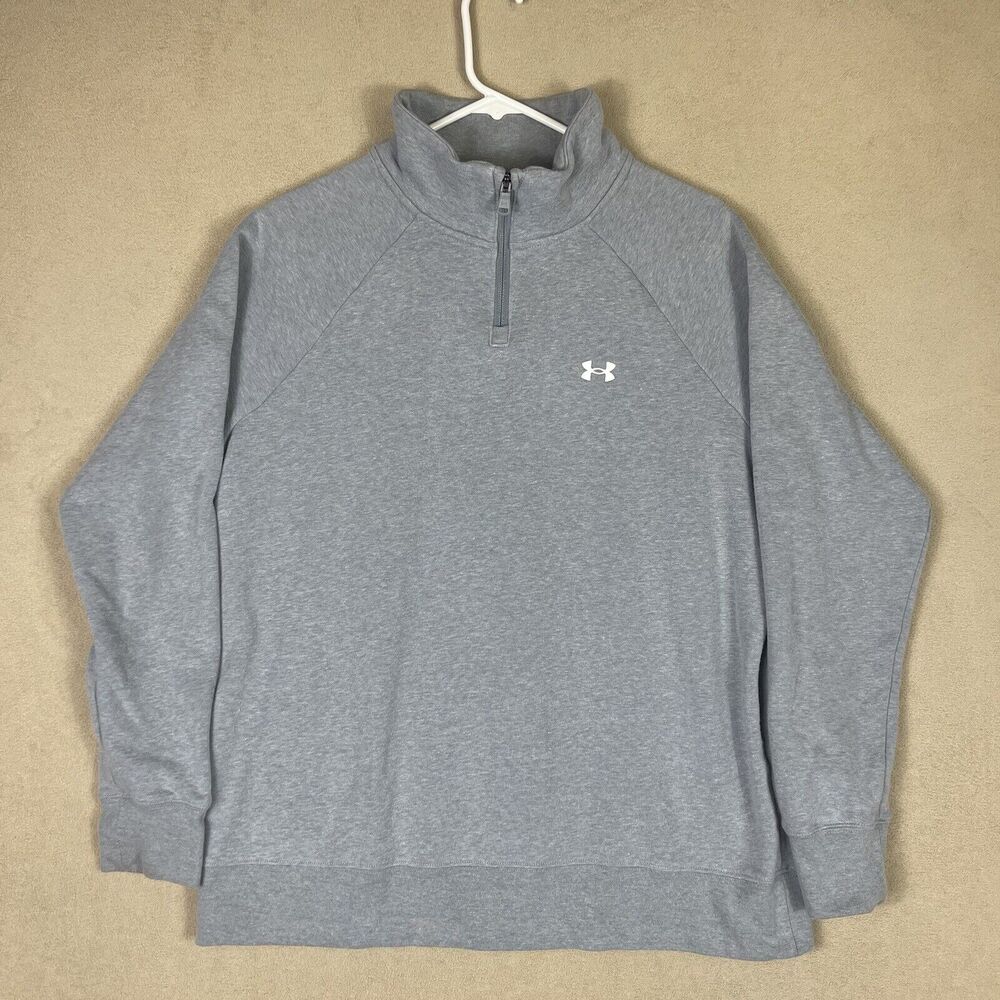 Under Armour Womens L Sweatshirt Pullover Heatgear Long Sleeve Gray 1/4 Zip